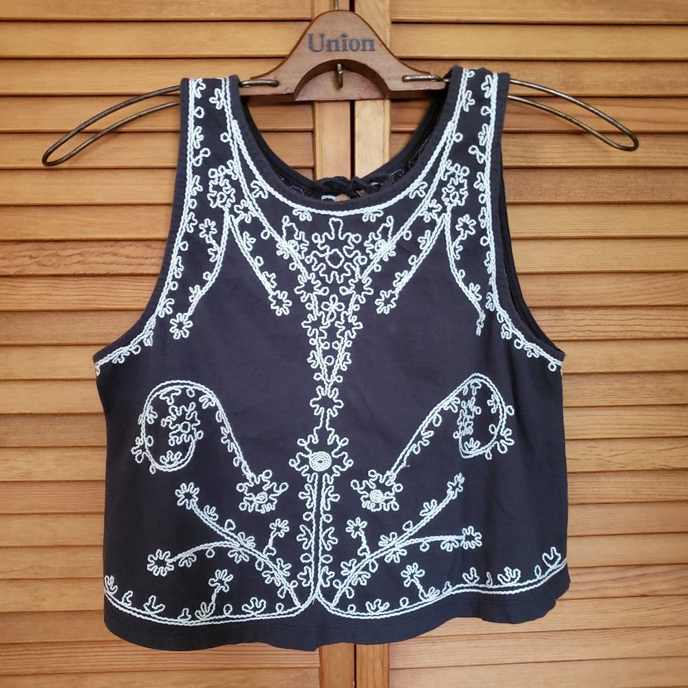 Urban Outfitters Embroidered Open Back Tank Top